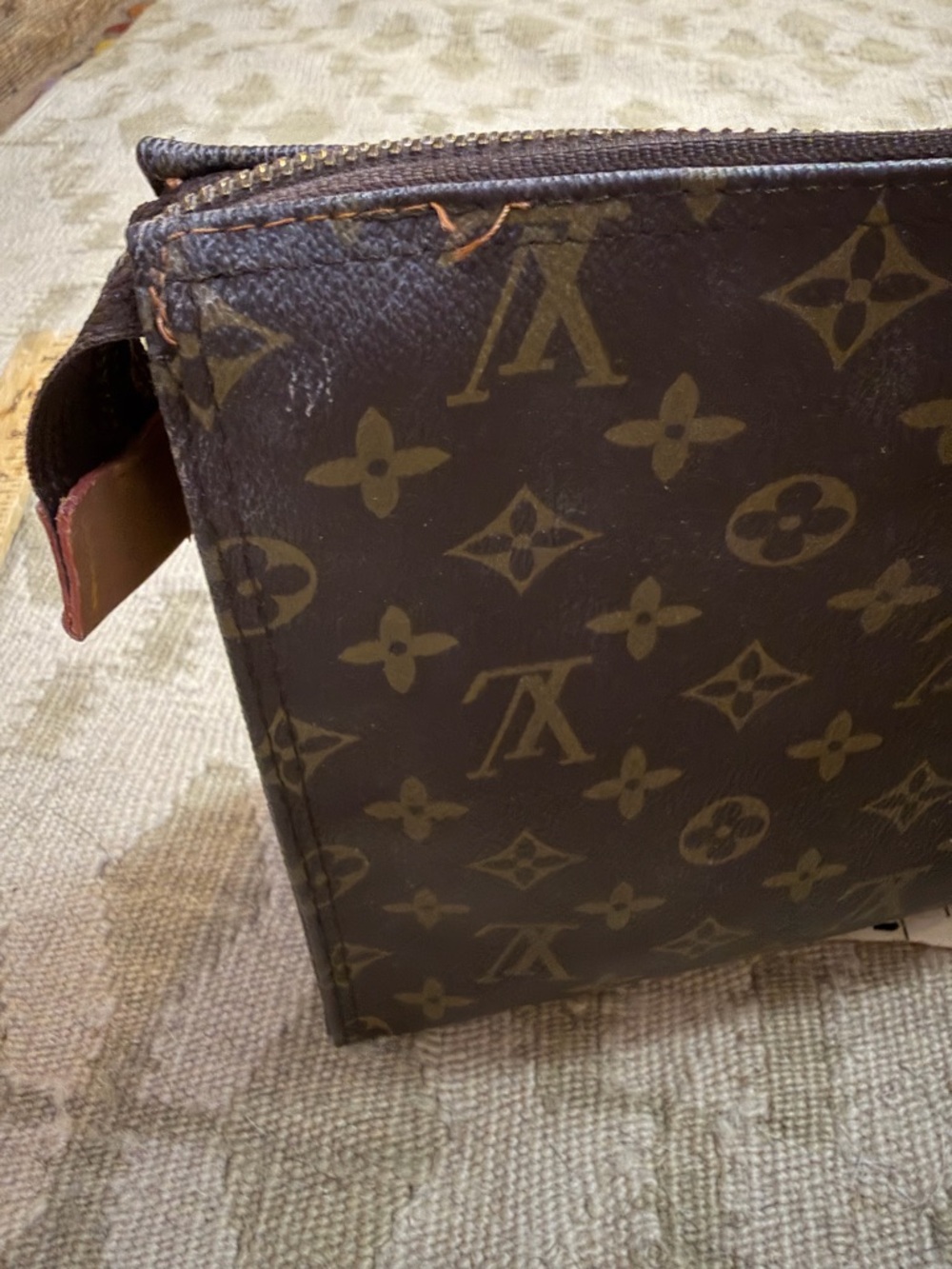 VTG Louis Vuitton Monogram Clutch Toiletry Pouch Cosmetic Bag 26 Large - Picture 15 of 16